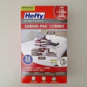 Hefty Shrink-Pak Bags Combo Set Vacuum Storage Bags Waterproof Reusable NEW